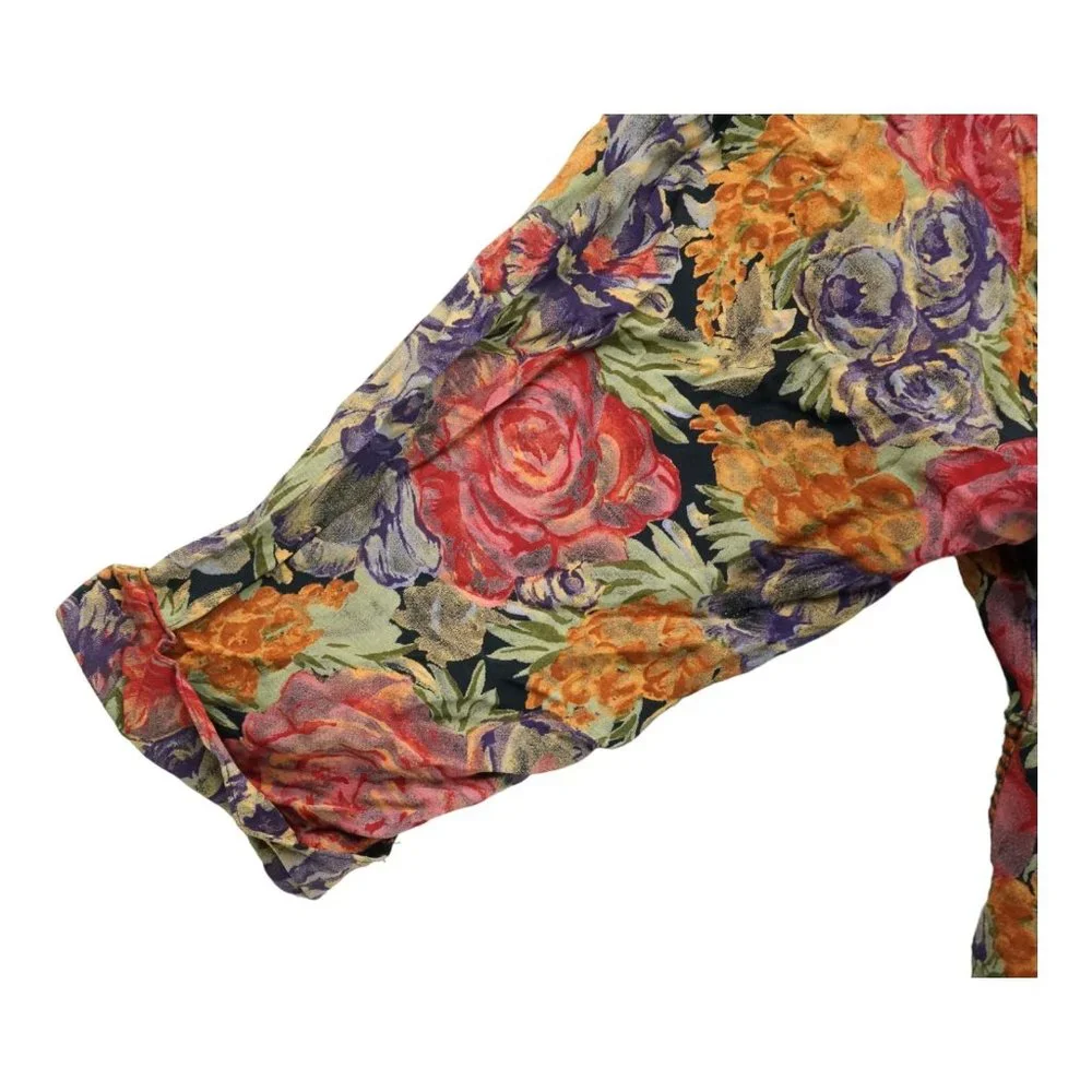 Piccalino Petites Womens Dress 6P Multicolor 3/4 Sleeve Floral‎ Print Vintage